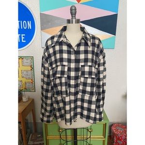 Zara Gingham Plaid Flannel Button Down Shirt Size XXL NWOT